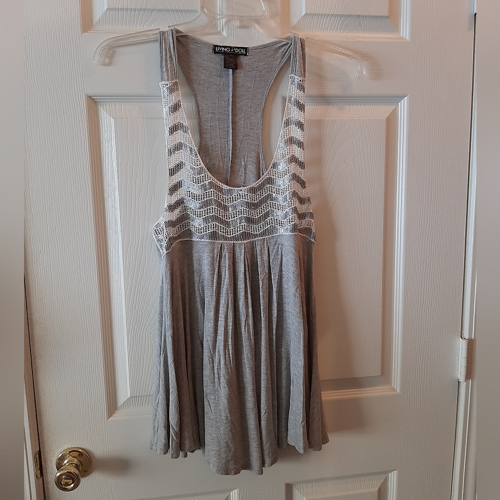 Living Doll Gray Tank